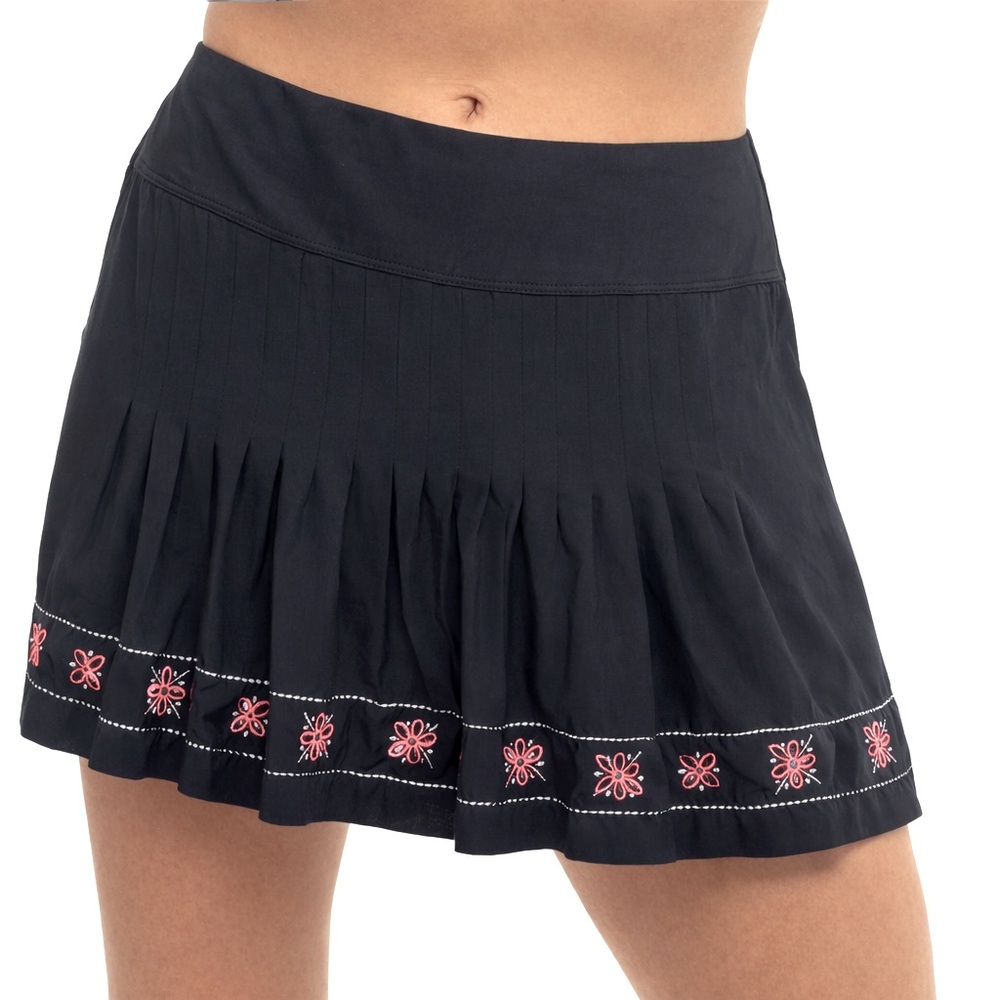 Lucky In Love Black Lurex Flora Border Tennis, Racket, pickleball, Golf Skirt L